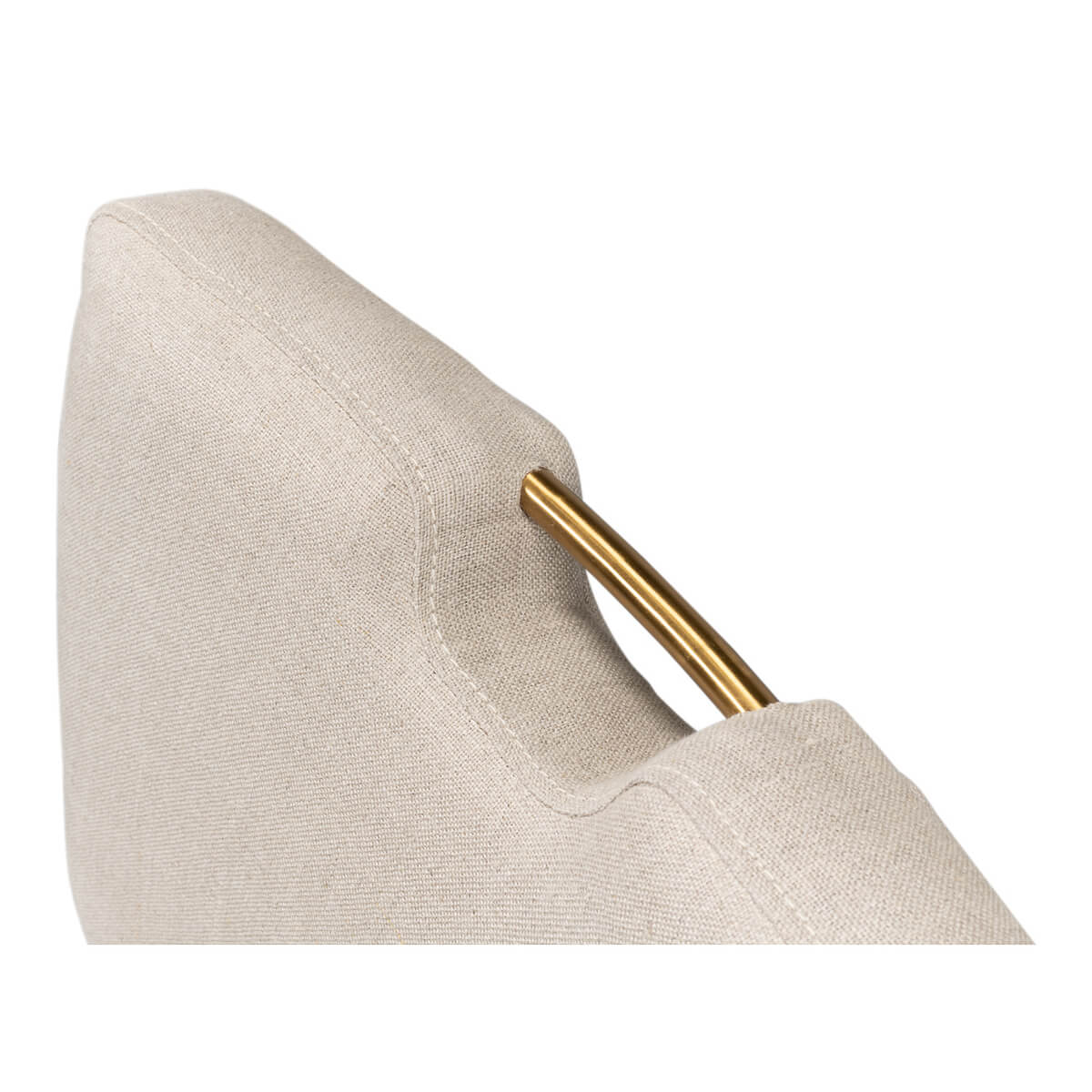 Close-up of golden handle on chair backrest.
