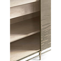 Interior shelf and door detail of media cabinet