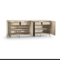 Cabinet with open doors and drawers visible