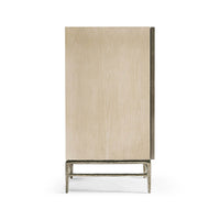 Side profile of modern etched brass media cabinet