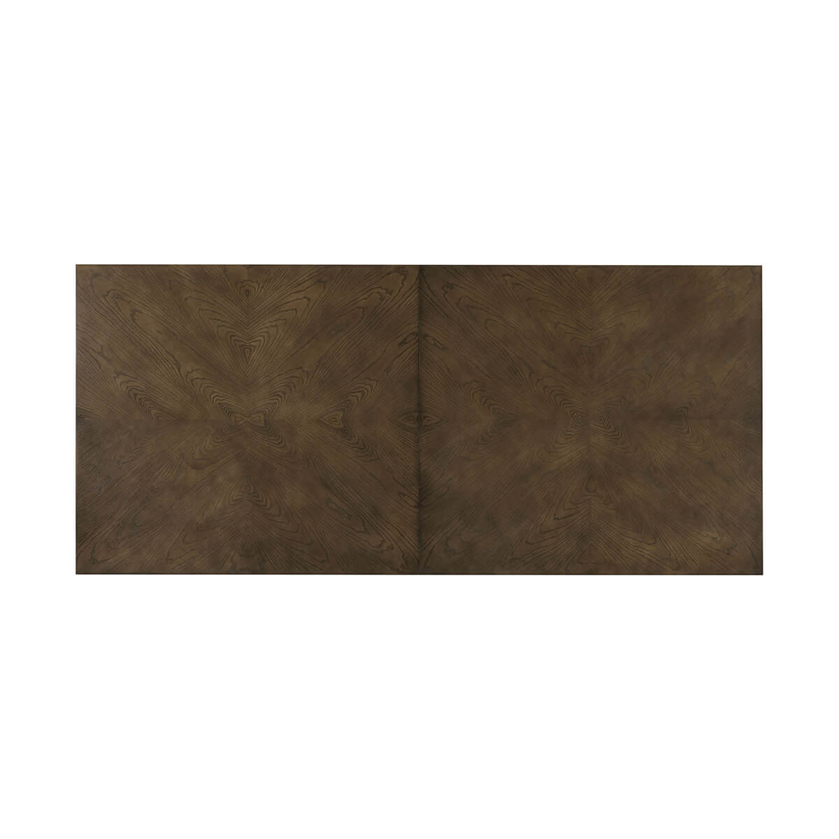 Top view of dark ash dining table surface.