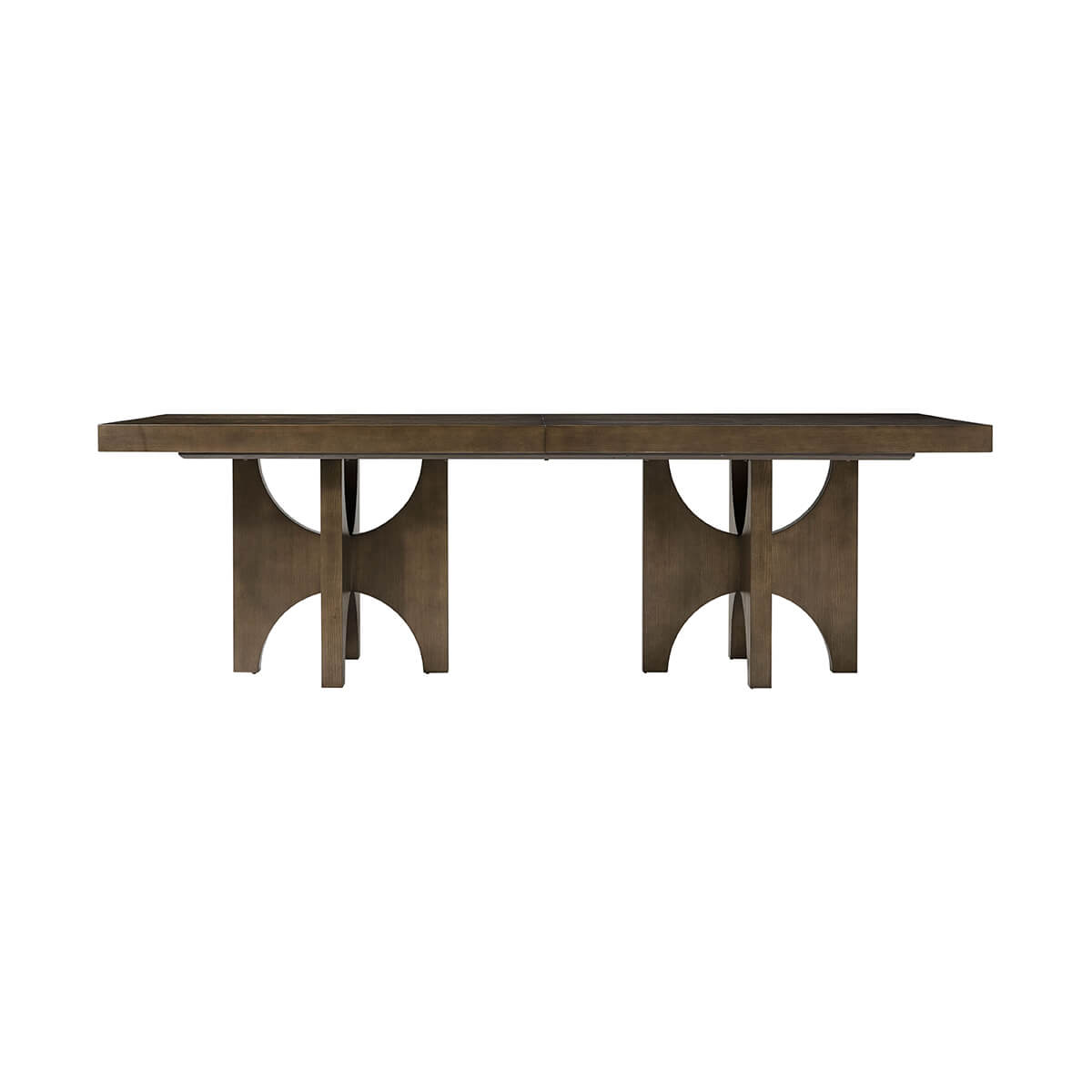 Front view of modern dark ash dining table.