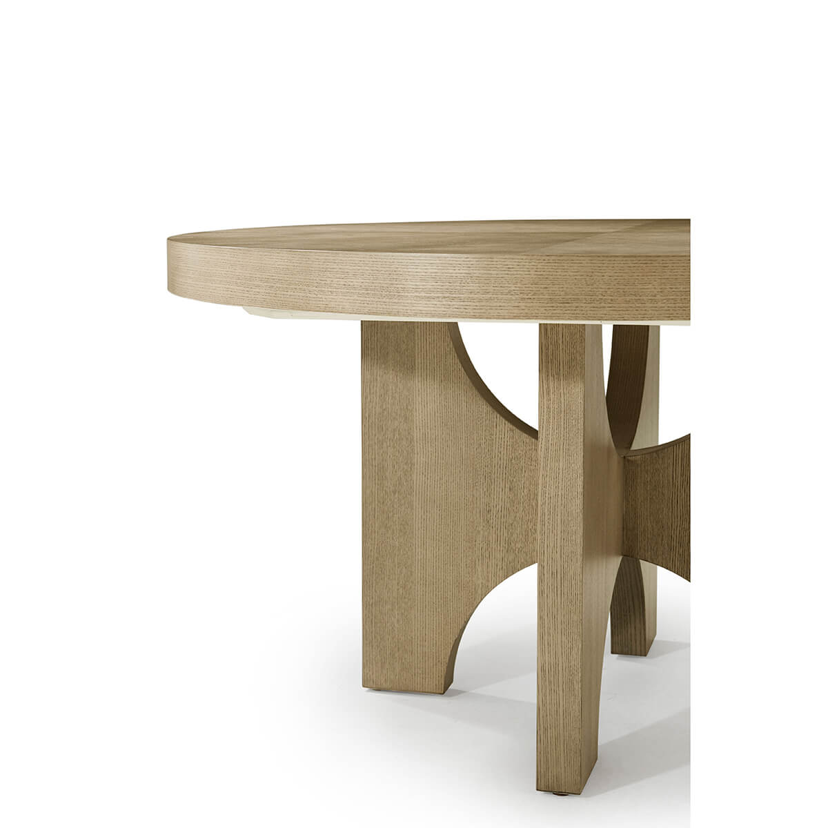 Dining table close-up, edge and leg detail.