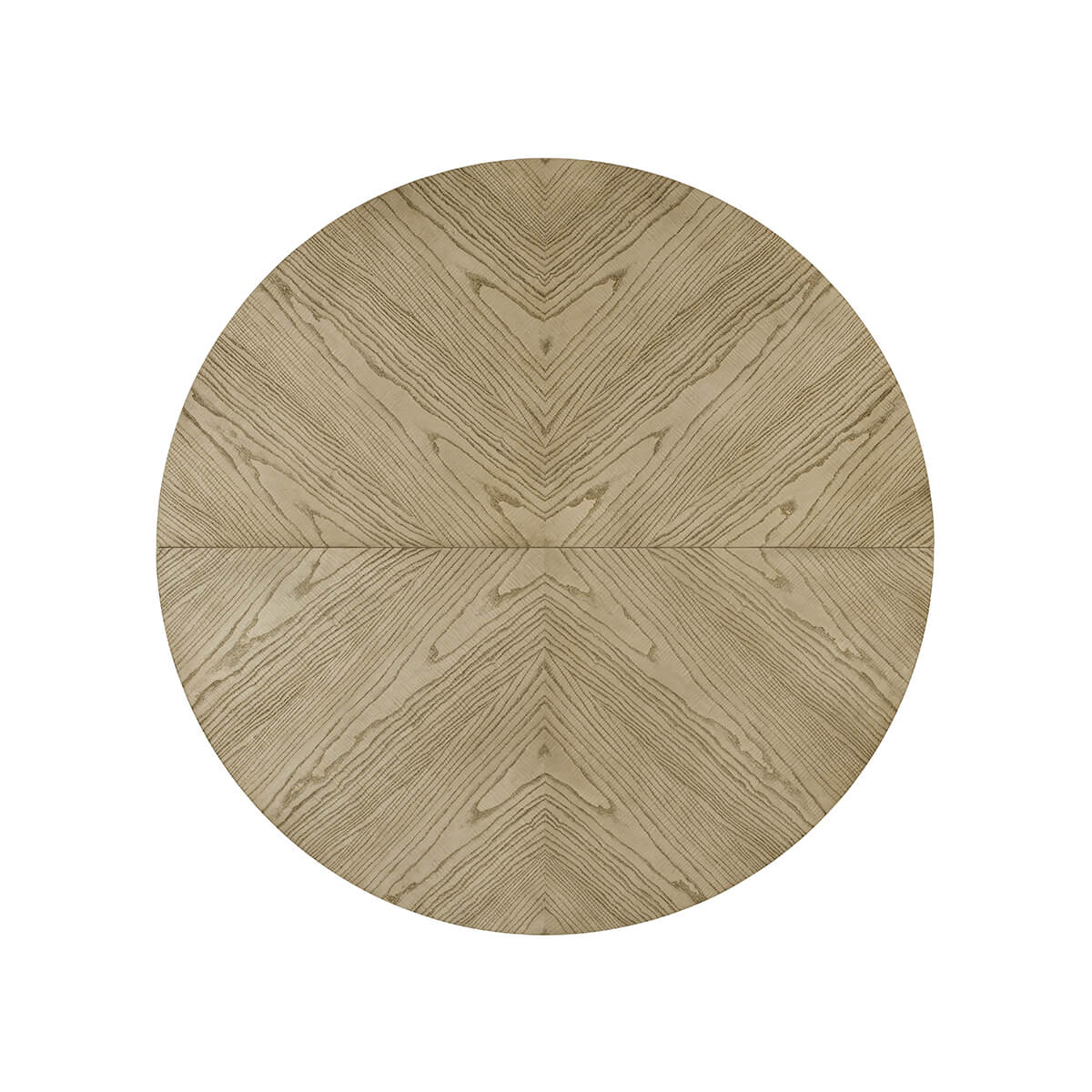 Top view of light ash dining table with extension.