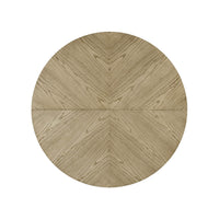 Top view of light ash dining table with extension.