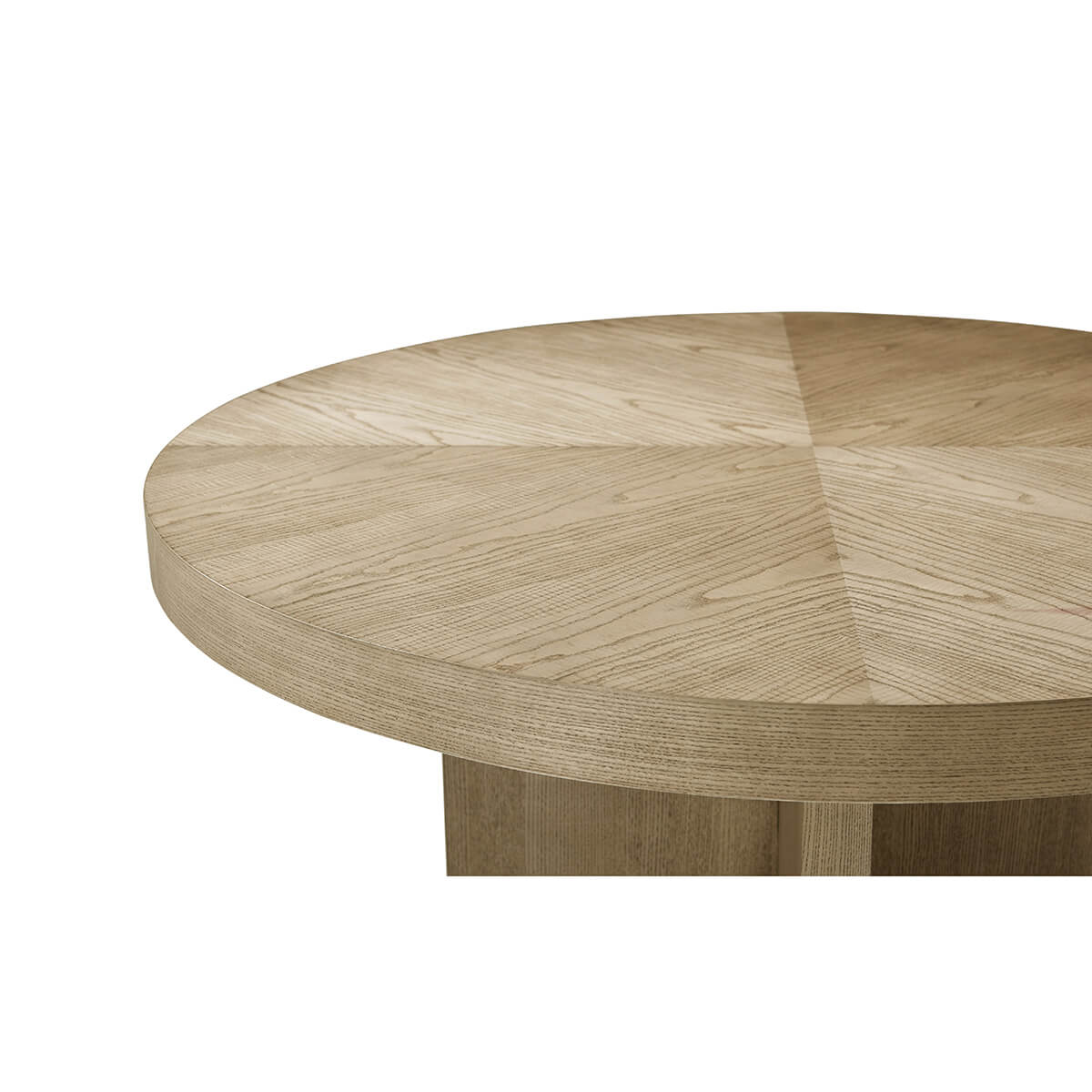 Light ash dining table, detailed tabletop section.