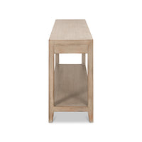 Side view of modern farmhouse console table.
