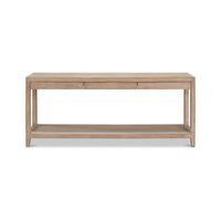 Front view of modern farmhouse console table.