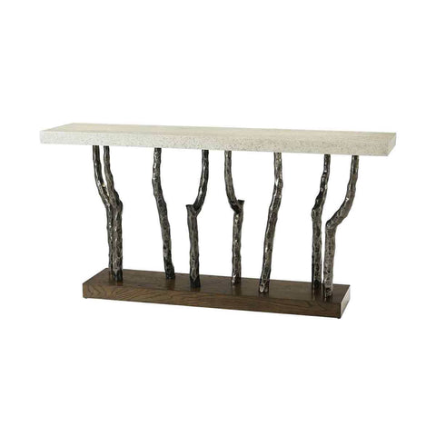 Modern Faux Bois Console Table - Dark