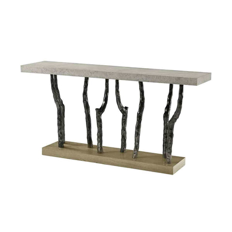 Modern Faux Bois Console Table - Light