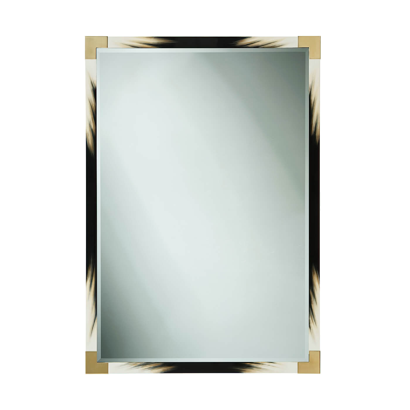 Modern faux horn mirror, frontal view, elegant design.
