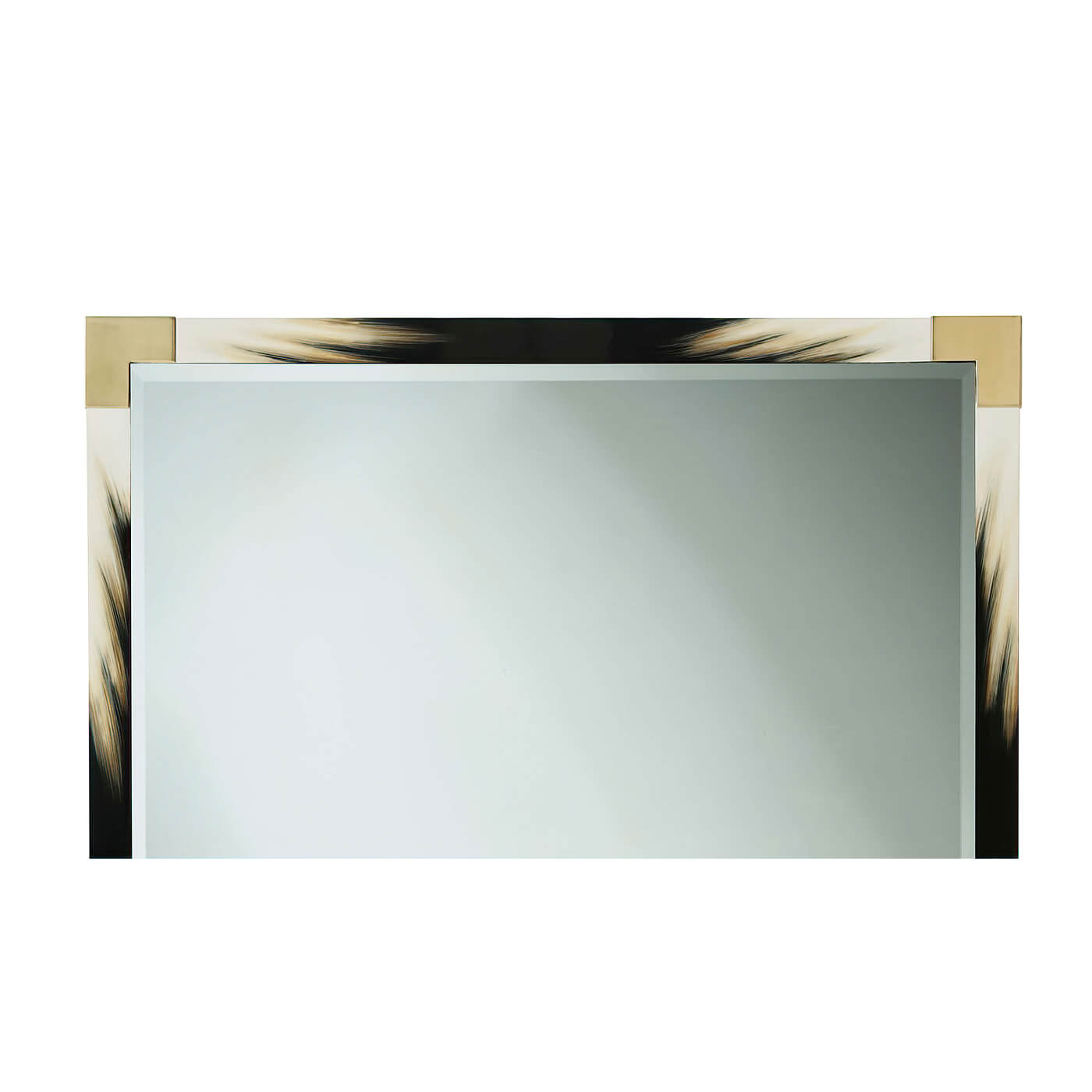 Horizontal modern faux horn mirror, sleek contemporary style.