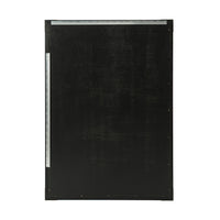 Back view of modern faux horn mirror, plain black finish.