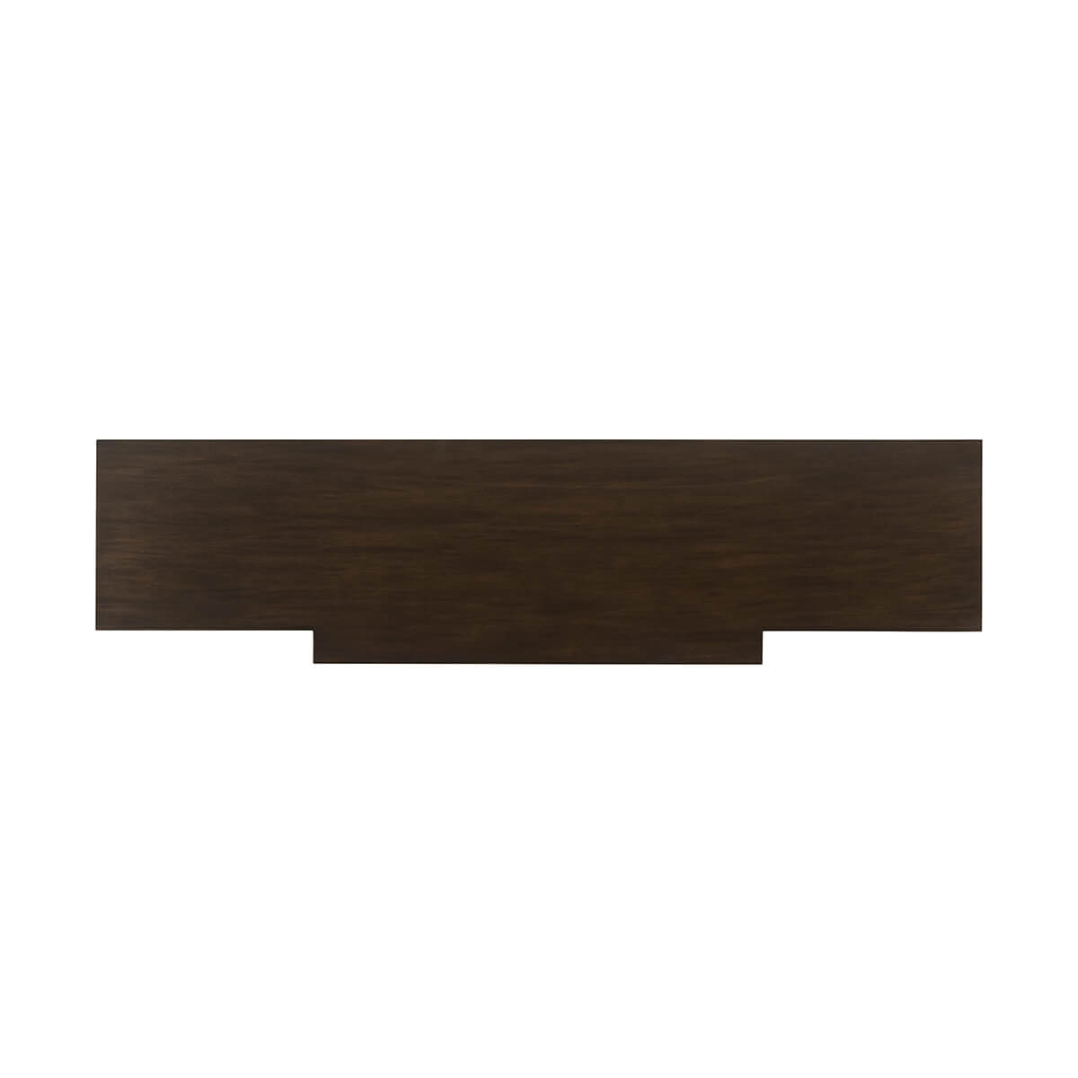 Top view of modern French console table, wooden surface.