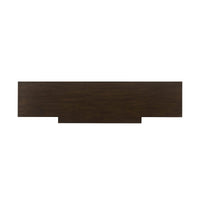 Top view of modern French console table, wooden surface.