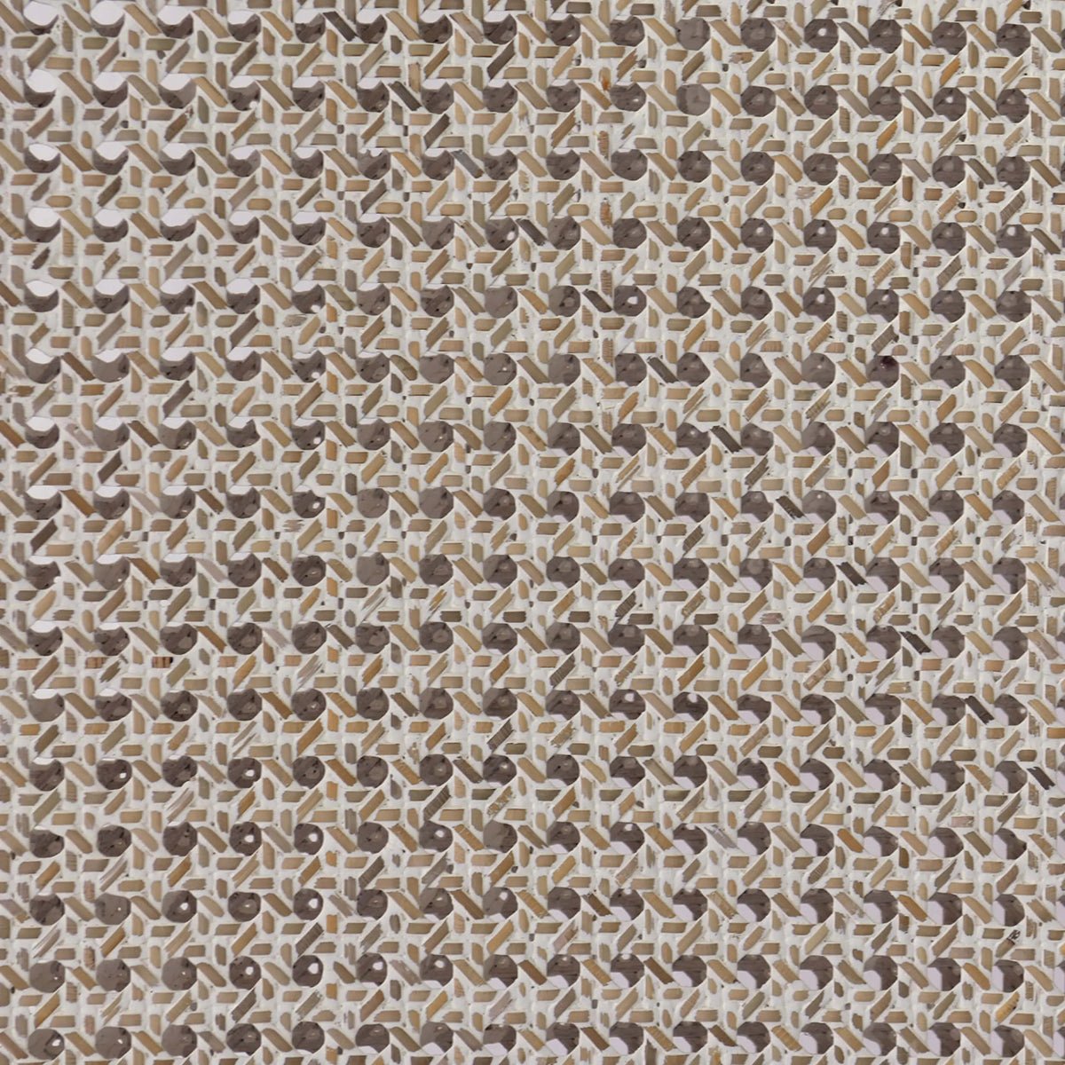 Cane weave detail of modern French dining chair.