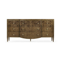 Front view of the Modern French walnut dresser.