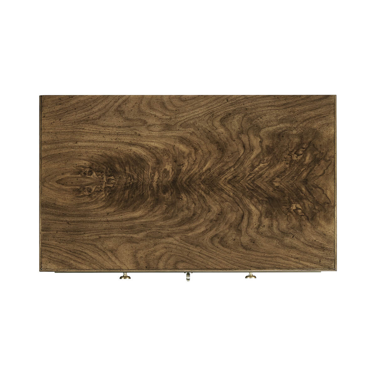Modern French nightstand, top surface wood grain detail.