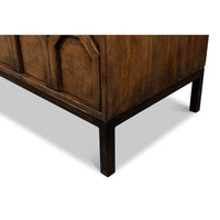 Close-up of sideboard base and leg design.
