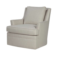 Beige modern armchair with cushion, front-left view.