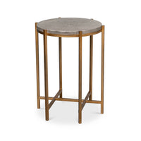 Modern gray leather top accent table, alternate angle view.