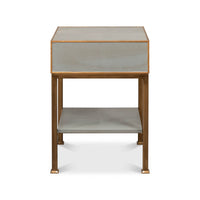 Back view of modern gray nightstand