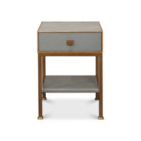Front view of modern gray nightstand