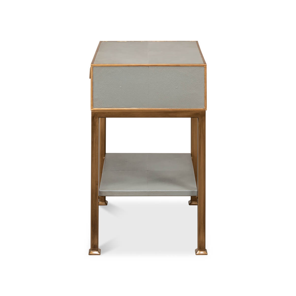Side view of modern gray nightstand
