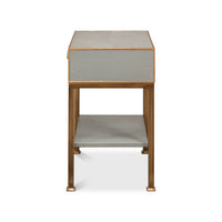 Side view of modern gray nightstand