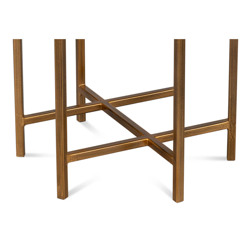 Base detail, cross-leg design of accent table.