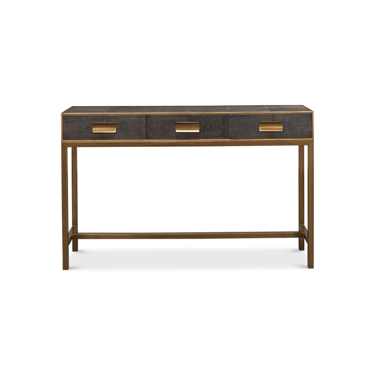 Front view of modern grey console table