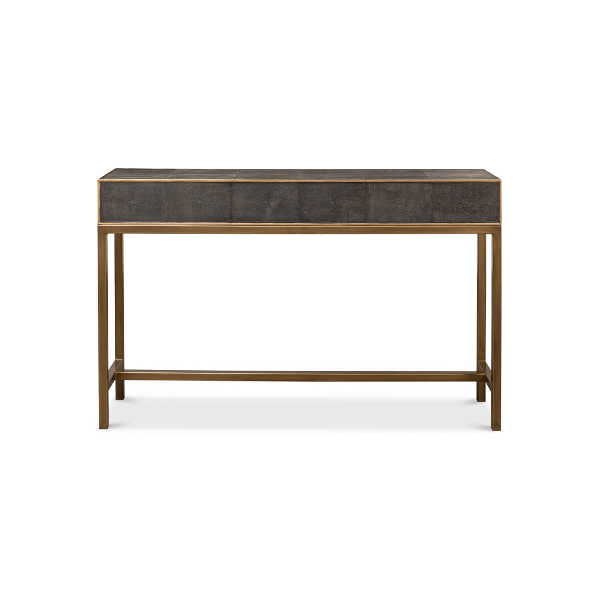 Back view of modern grey console table