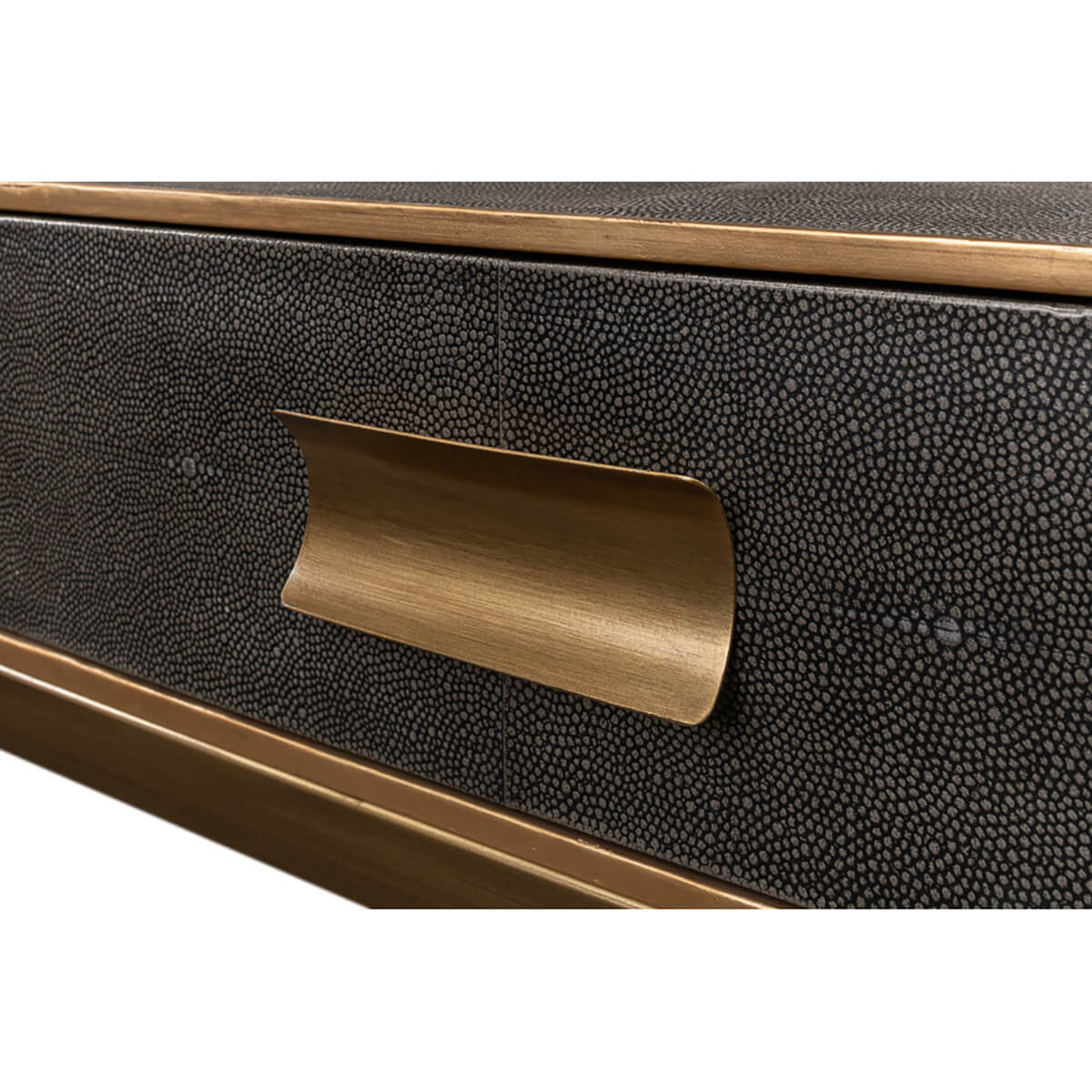 Brass handle detail on modern console table
