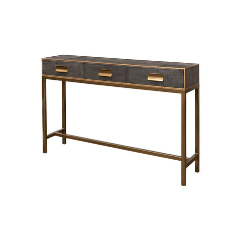 Modern Grey Leather Wrapped Console