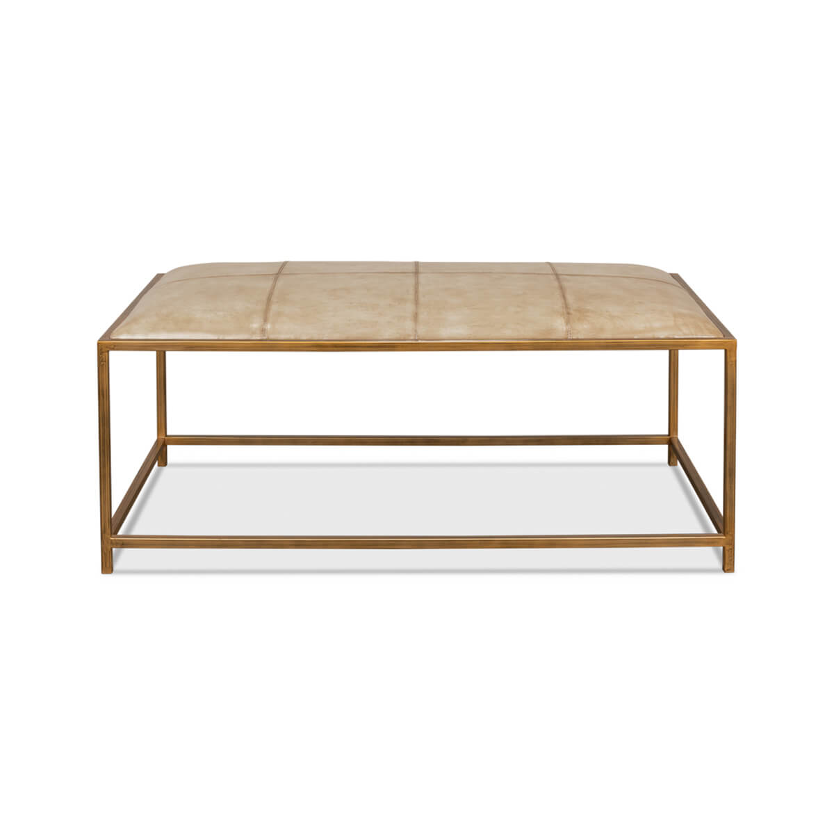 Modern hall bench, front view with cushion detail.
