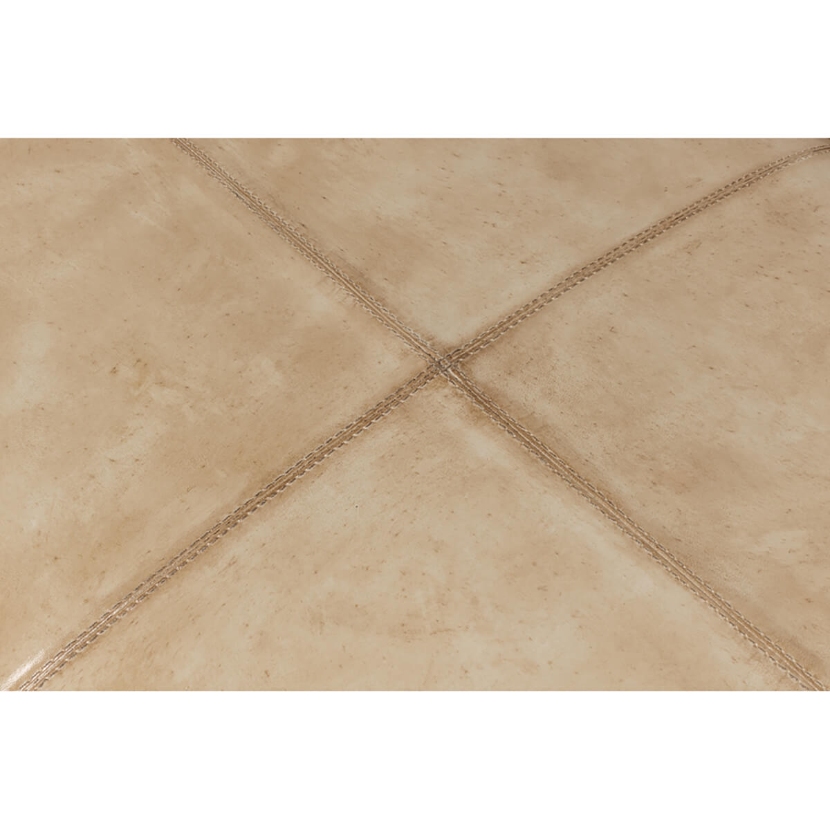 Close view of modern hall bench cushion stitching.