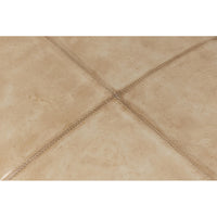 Close view of modern hall bench cushion stitching.