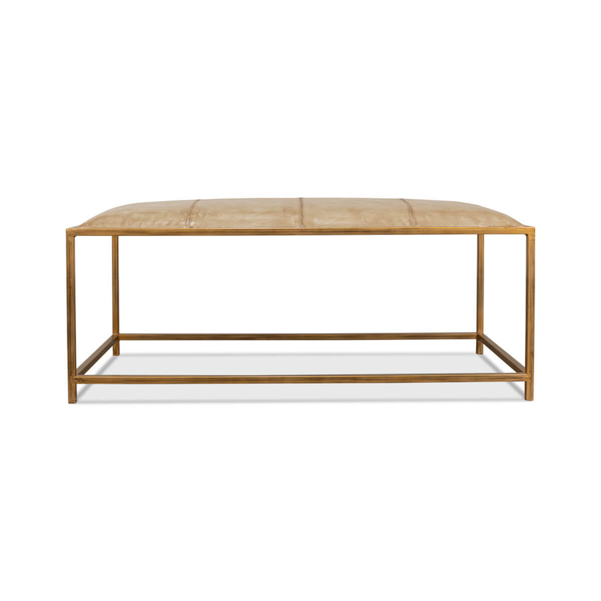Modern hall bench, straight front perspective.
