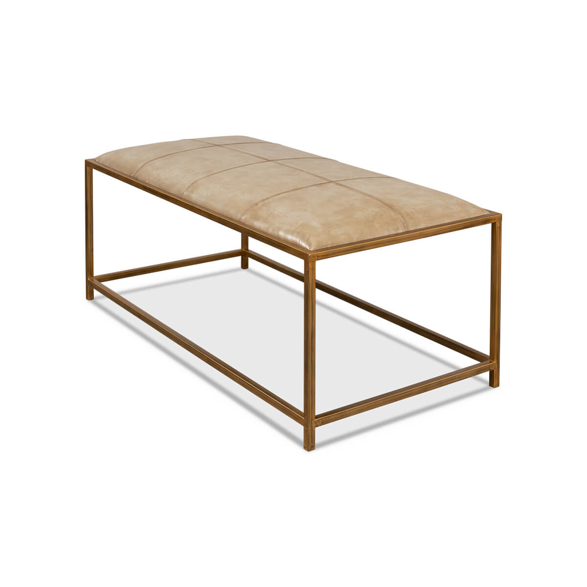 Angled side view of modern hall bench.