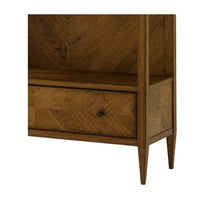 Drawer detail of modern herringbone oak bookcase.