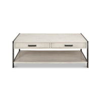 Modern industrial coffee table front view.