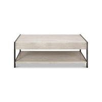 Modern industrial coffee table back view.