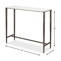 Dimensions of modern industrial console table displayed.