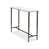 Console table, angled side perspective.