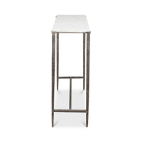 Console table, narrow side profile view.