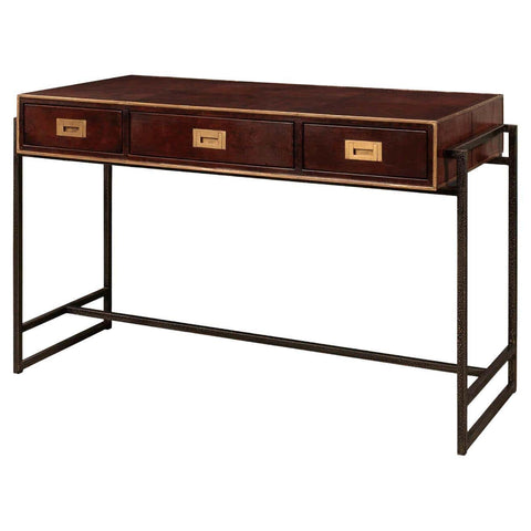Modern Industrial Leather Desk