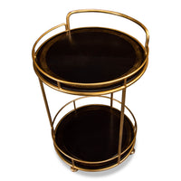 Modern Iron and Leather Serving Side Table Cart - English Georgian America
