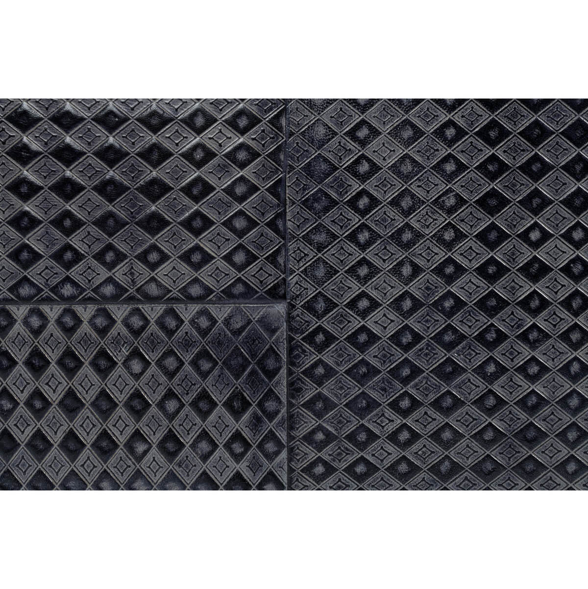 Close-up of diamond-patterned leather texture.