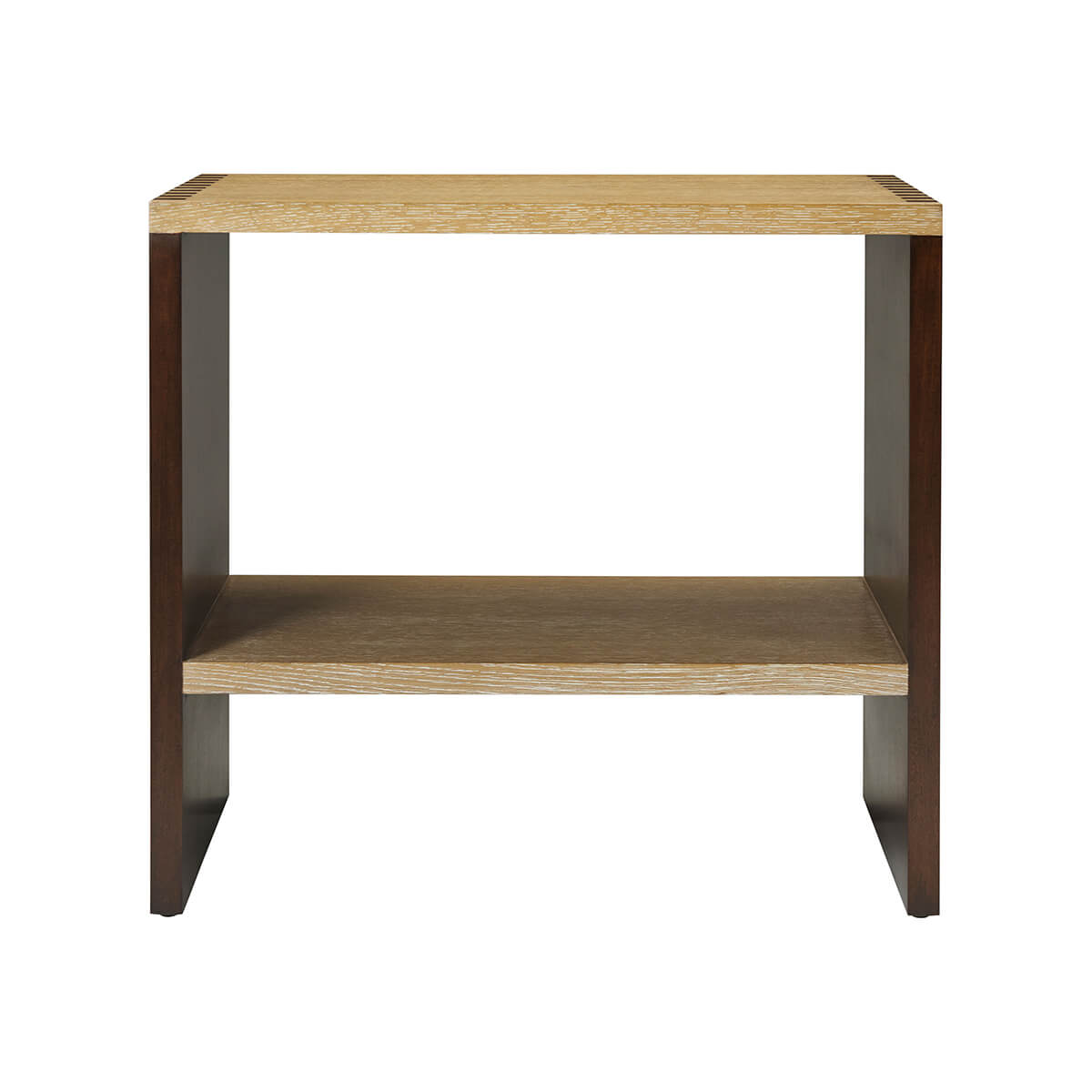 Front view of modern jointed end table.