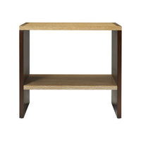 Front view of modern jointed end table.